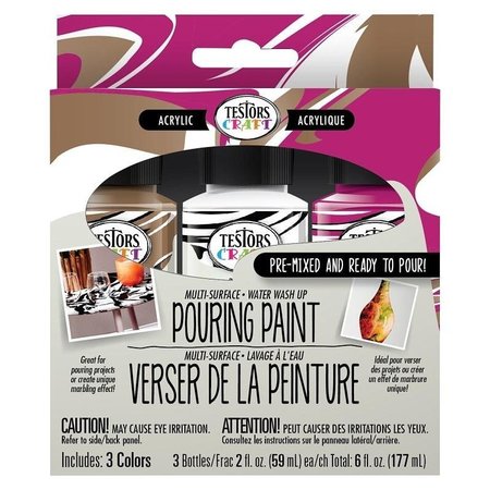 TESTORS Pouring Paint, FuchsiaGoldWhite, 2 oz 352451